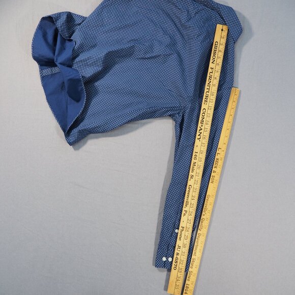 Michael Kors Shirt Mens Large Blue Oxford Slim Button Front Ditzy Geometric Prep - Picture 6 of 9
